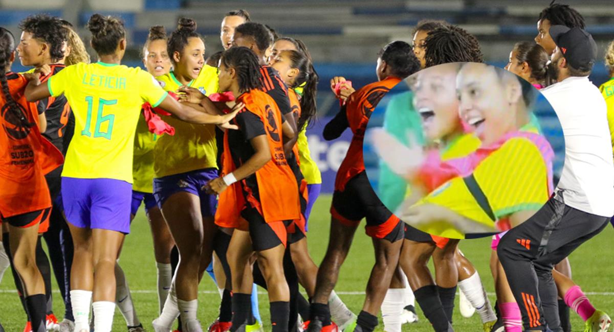 En pelea terminó el partido de Colombia vs Brasil por el Sudamericano Sub20 Femenino. Foto: EFE X: @rtx876589
