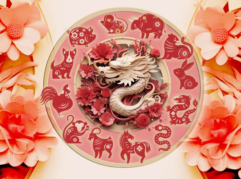 Roue du zodiaque chinois.  Mai mois du Serpent