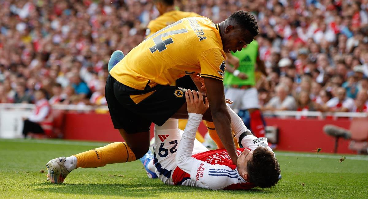 Yerson Mosquera tuvo una destacada actuación de 5.8 luego del partido ante el Arsenal. Foto: EFE