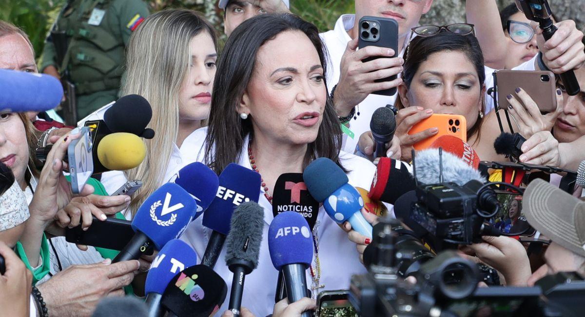 María Corina Machado en la mira de la Fiscalía por "sabotaje". Foto: EFE Ronald Pena R