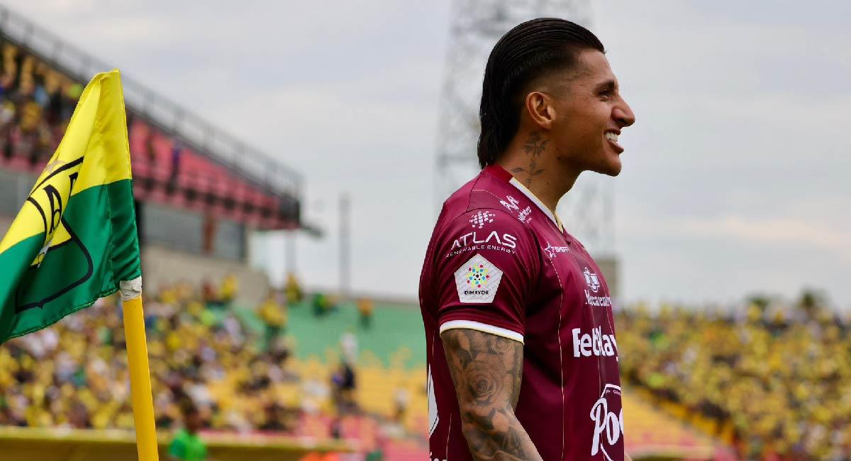 Yeison Guzmán marcó el segundo gol en el Américo Montanini. Foto: Twitter @cdtolima