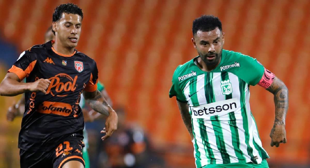 Edwin Cardona tuvo uno de sus partidos más discretos tras su regreso a Atlético Nacional, opacado por la gran actuación de Sebastián Guzmán. Foto: Twitter @Dimayor
