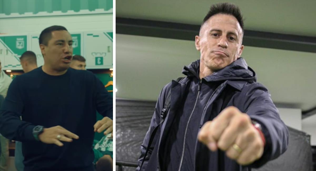 Efraín Juárez DT de Nacional (i) y Pablo Peirano (DT Santa Fe d). Foto: Instagram nacionaloficial /santafe_oficial
