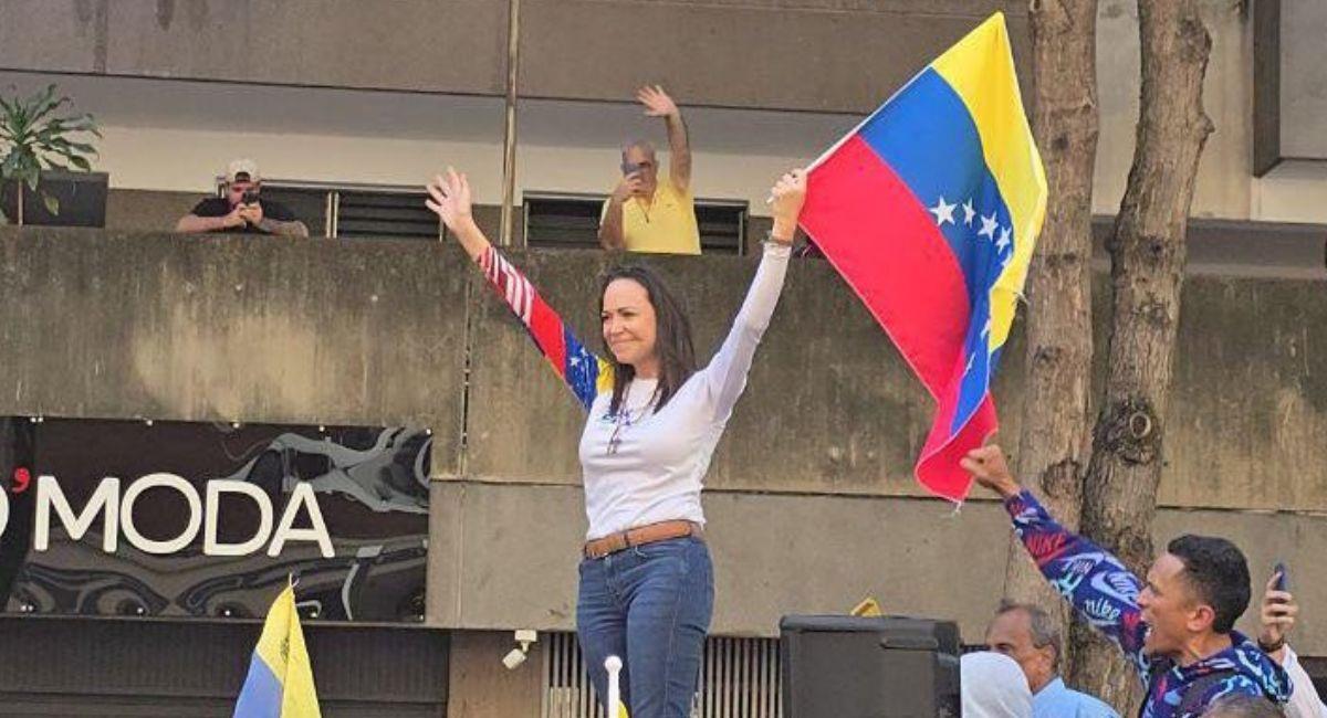 María Corina Machado reaparece en Caracas: ¡El pueblo no tiene miedo!. Foto: Twitter @MariaCorinaYA