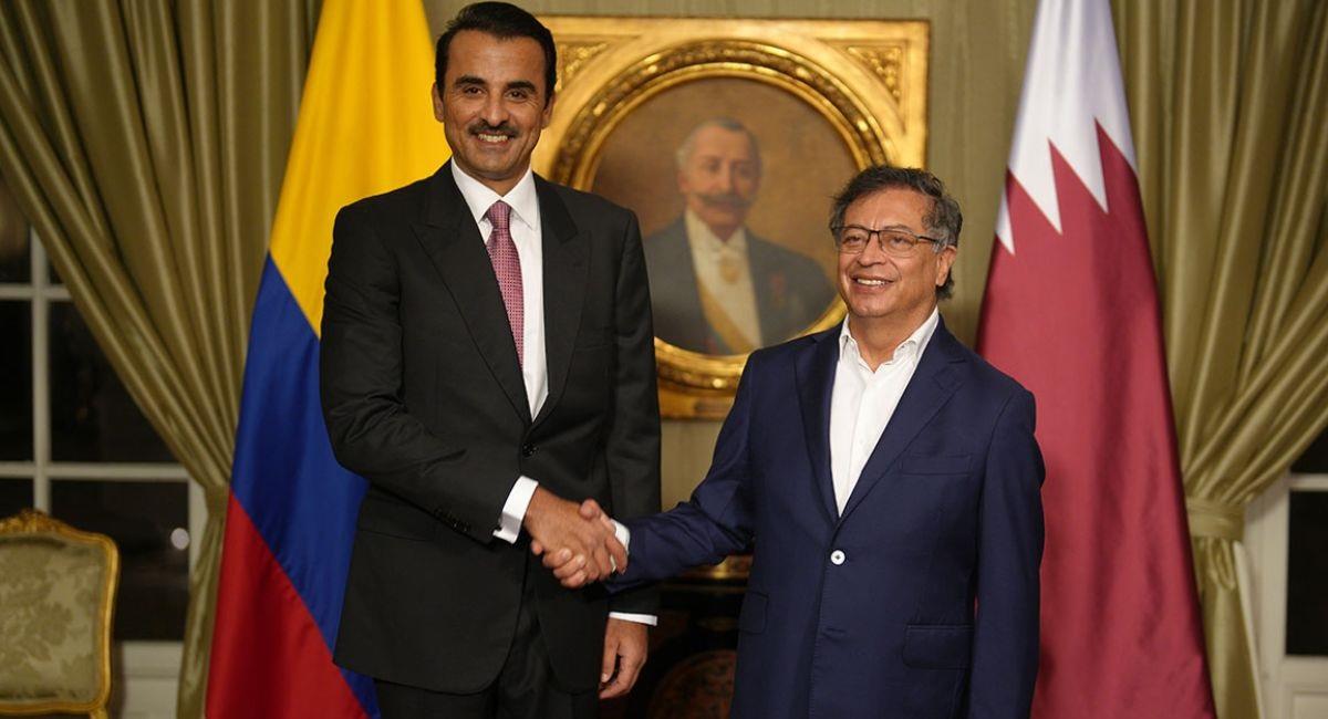 Petro junto al Jeque Tamim bin Hamad Al-Thani, Emir del Estado de Qatar. Foto: Presidencia