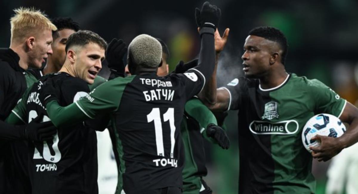 Jhon Córdoba marcó el primer gol en el triunfo de Krasnodar. Foto: Twitter @FCKrasnodar
