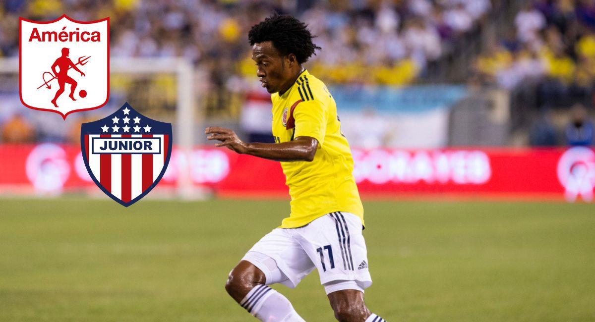 Cuadrado ya tendría nuevo equipo en el 2025. Foto: Shutterstock / Twitter: @AmericadeCali / @JuniorClubSA