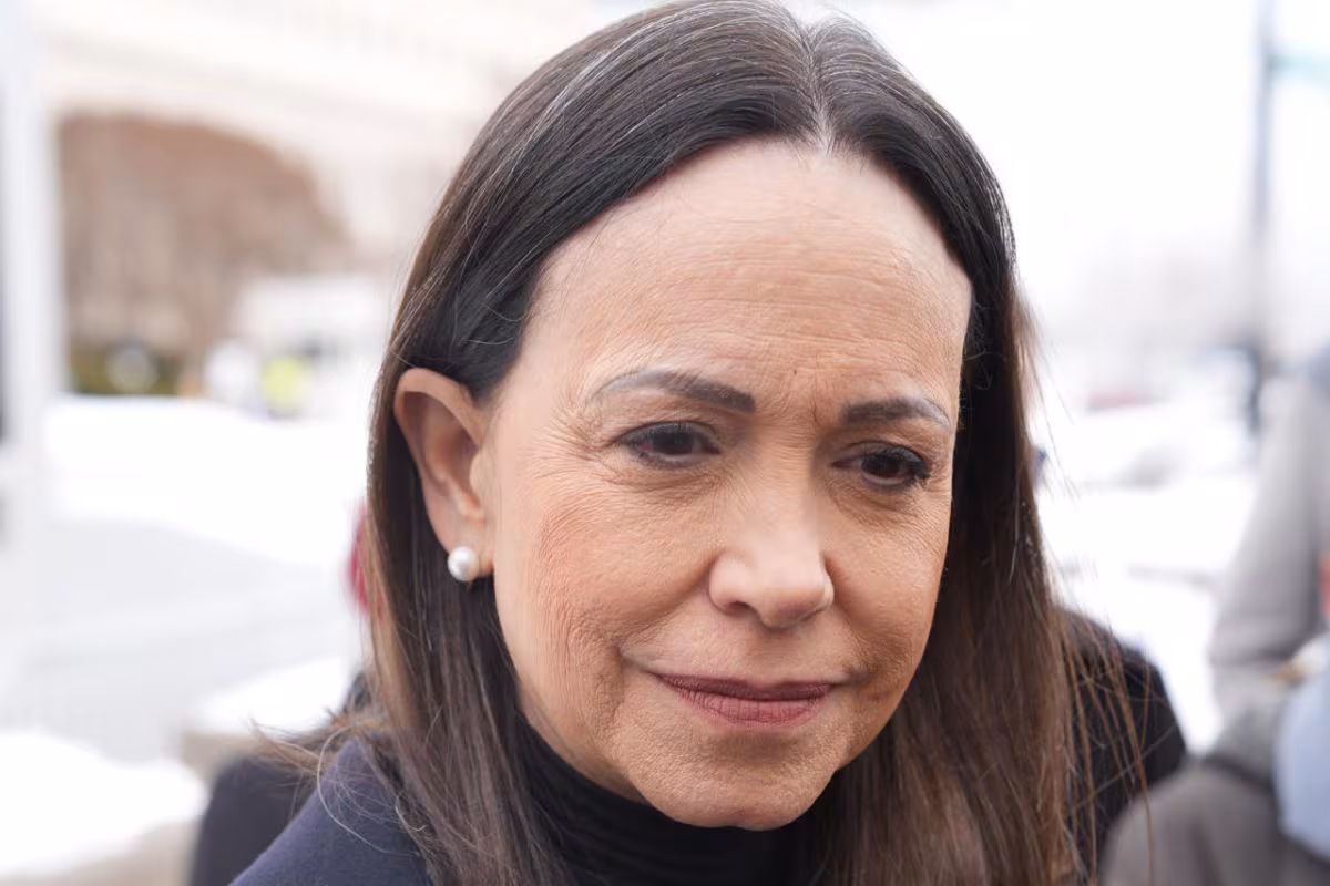 La leader de l'opposition vénézuélienne, María Corina Machado, s'exprime lors d'une conférence de presse ce mercredi, à Washington (États-Unis). Photo : EFE/Octavio Guzmán