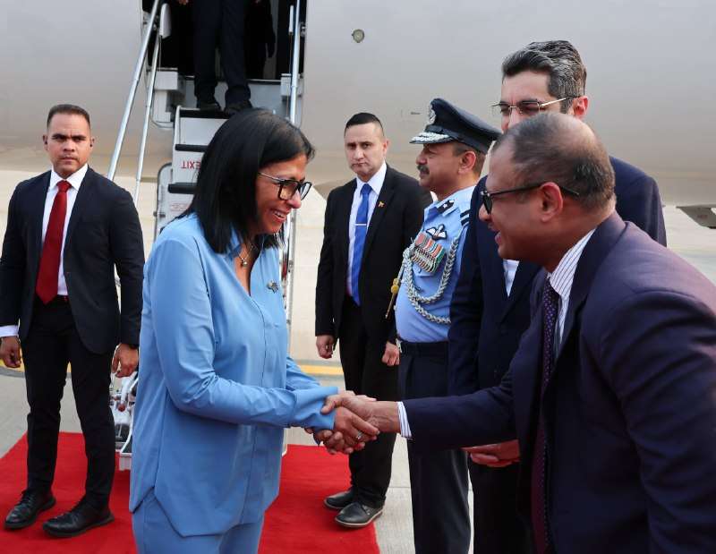 Delcy Rodríguez est arrivée à la base aérienne de New Delhi pour un programme stratégique
