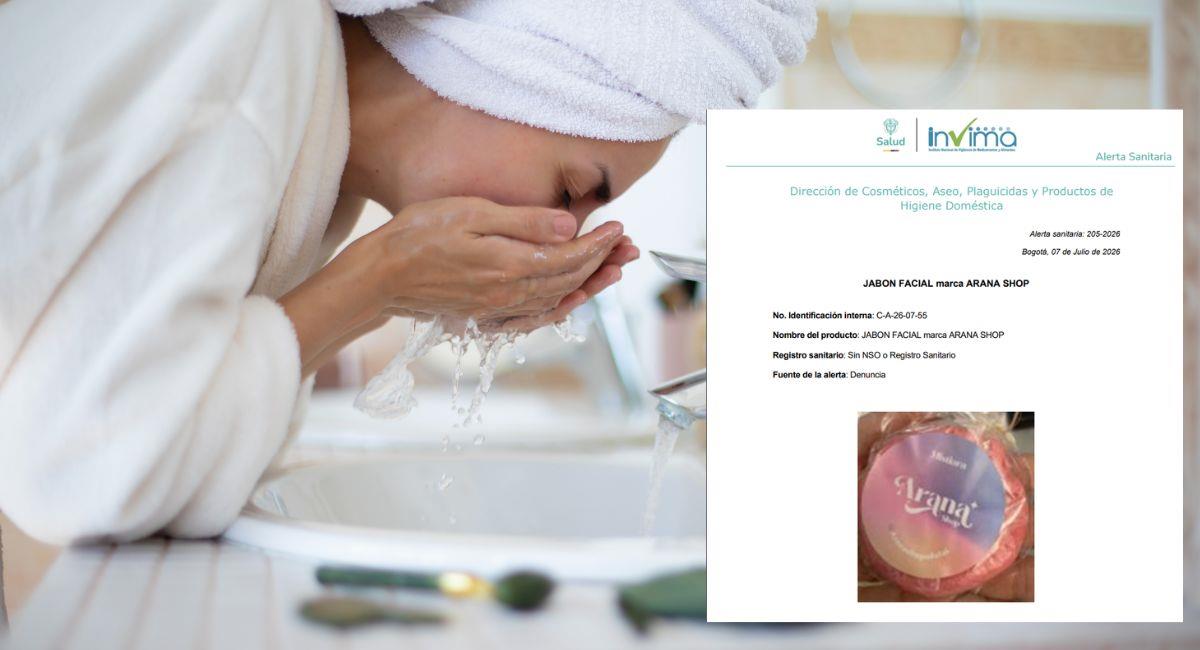 El Invima alertó sobre el jabón facial de la marca Arana Shop. Foto: Shutterstock / Invima